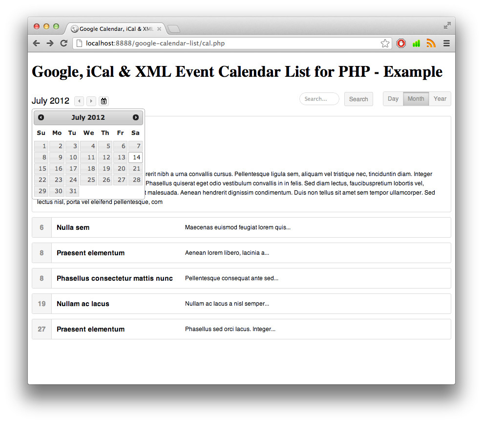 google calendar event images list
